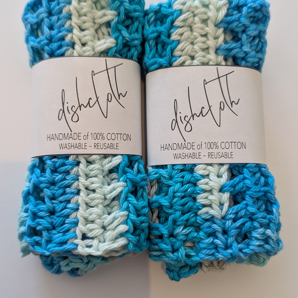 Blue and White Handmade Cotton Dishcloths